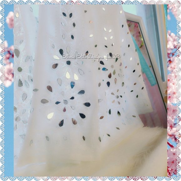 New Indian Lucknow Chikankari Art Mirror Work Sharara Pants For Womens - Picture 10 of 12